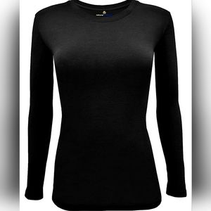NWT Black Natural Uniforms brand women's crew neck long sleeve T-Shirt XL